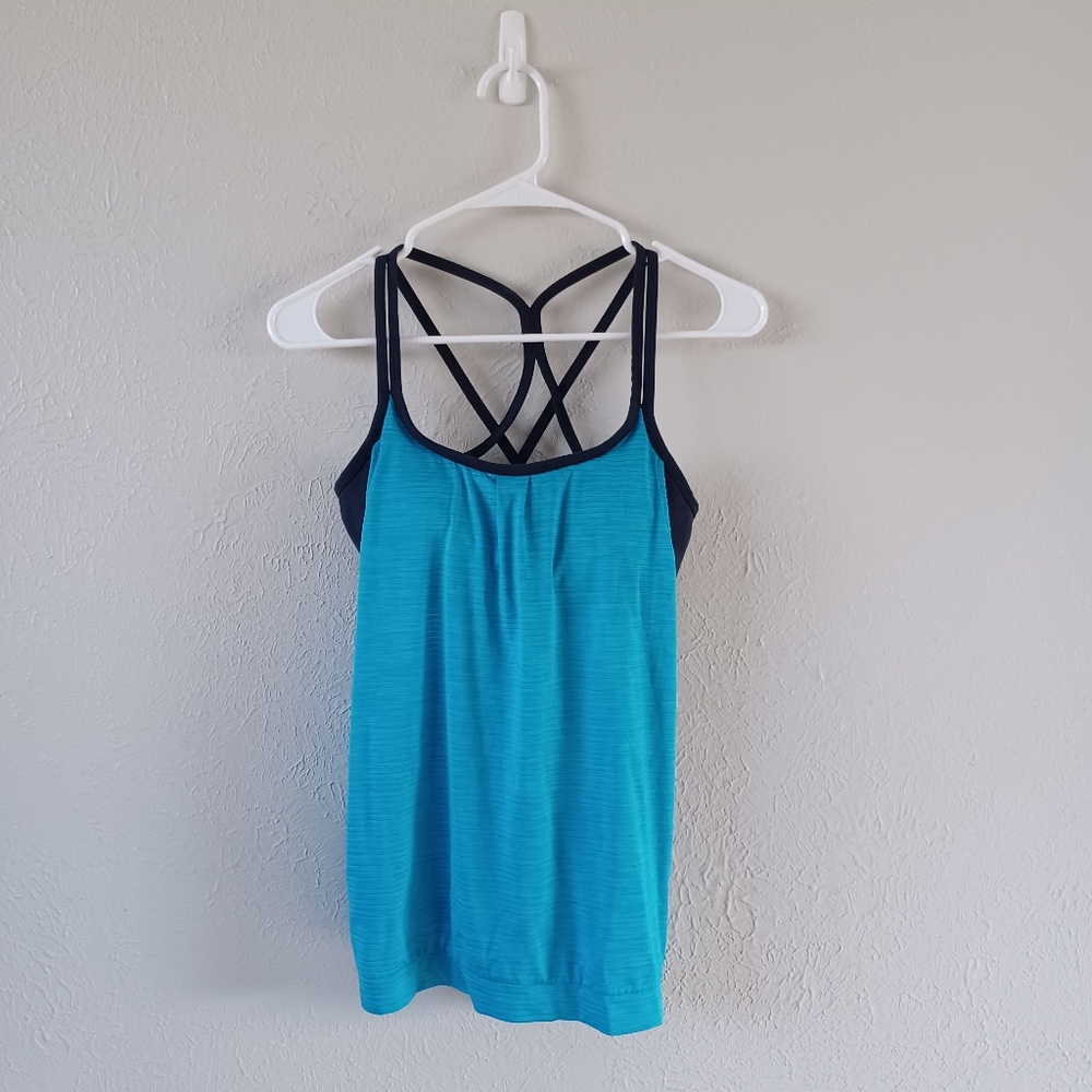 Athleta Blue Active Built In Bra Energize Tank Top